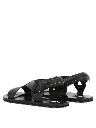 Shop Jil Sander Sandals With Interwoven Straps In Black