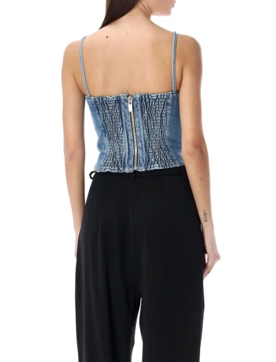 Shop Magda Butrym Corset Denim Top In Blue