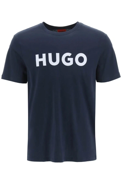 Shop Hugo Dulivio Logo T Shirt In Blue