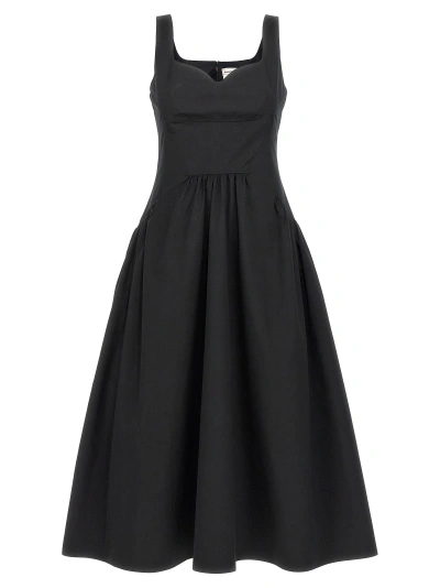 Shop Alexander Mcqueen Heart Neckline Midi Dress Dresses In Black