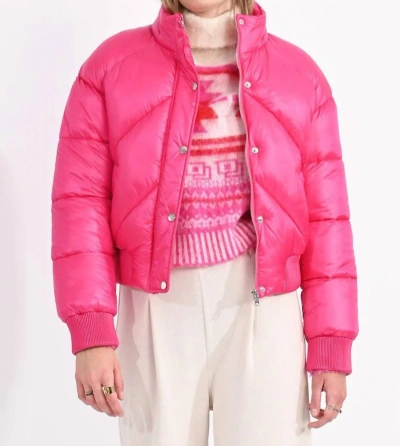 Shop Molly Bracken Ava Puffer Jacket In Fuchsia In Pink