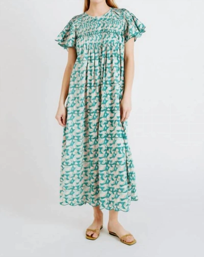 Shop Mirth Vienna Pintucked Dress In Seaglass In Blue