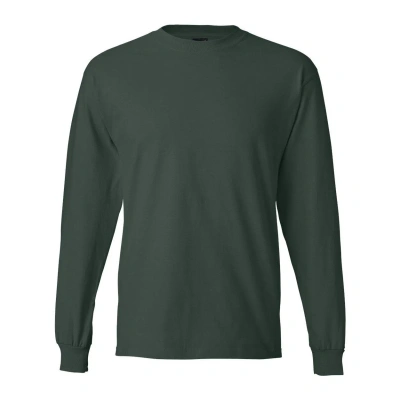 Shop Hanes Beefy-t Long Sleeve T-shirt In Green