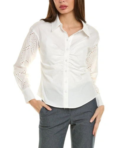Shop Gracia Shirred Waist Shirt In White