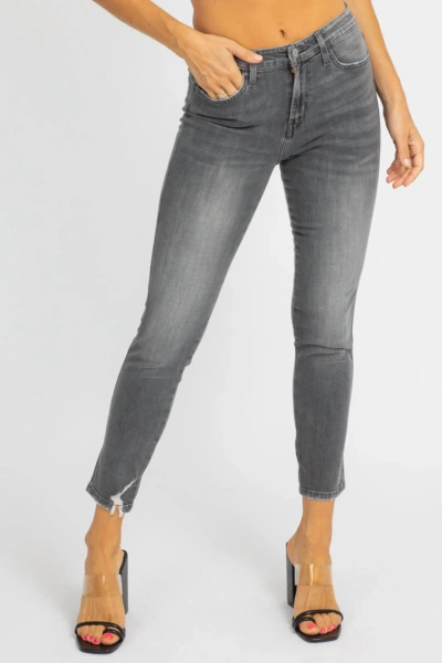 Shop Flying Monkey Bleached And Ripped Straight Jean In Light Grey