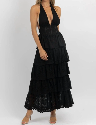 Shop Klesis Arya Eyelet Maxi Dress In Black