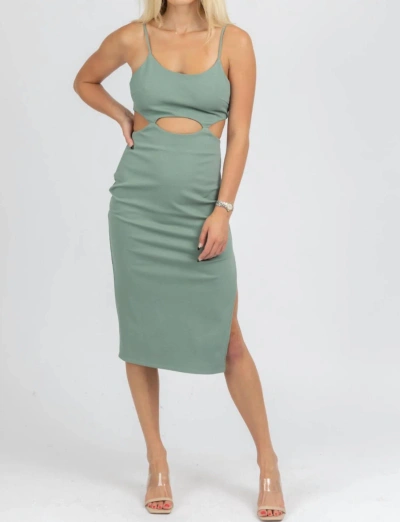 Fore Cutout Detail Midi Dress In Deep Green In Multi