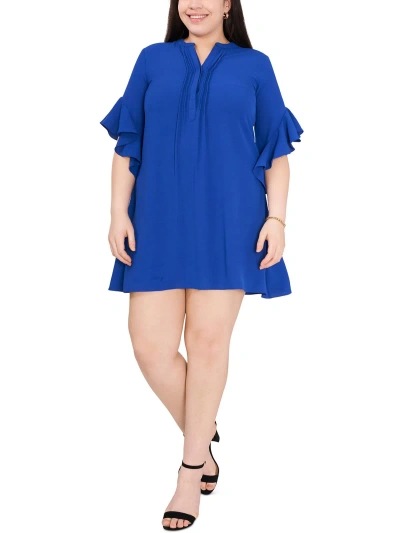 Shop Vince Camuto Womens Button Front Knee Length Shift Dress In Blue