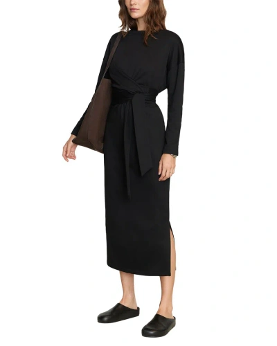 Shop Modern Citizen Audrey Tie-front Terry Dress In Black