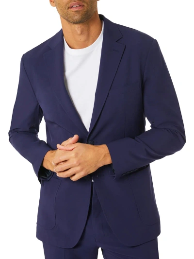 Shop Michael Kors Kuffs Mens Modern Fit Long Sleeve Suit Jacket In Blue