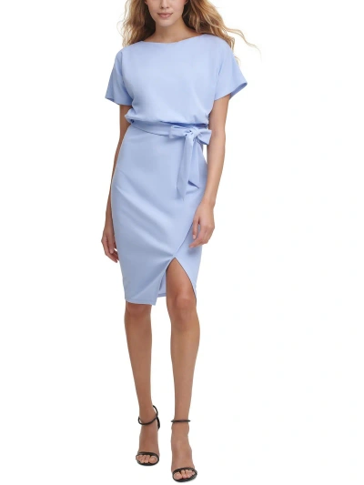 Shop Kensie Womens Blouson Split Wrap Dress In Blue