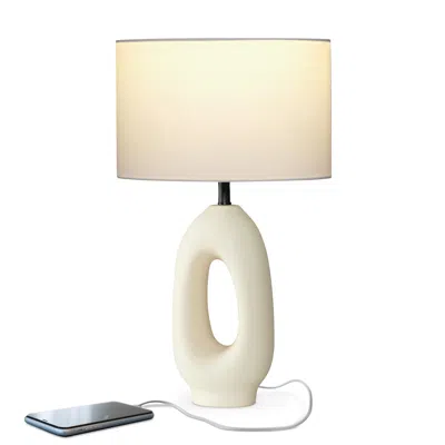 Brightech Artemis Cream Ceramic Led Table Lamp