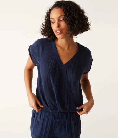 Michael Stars Evie Gauze Surplice Top In Nocturnal