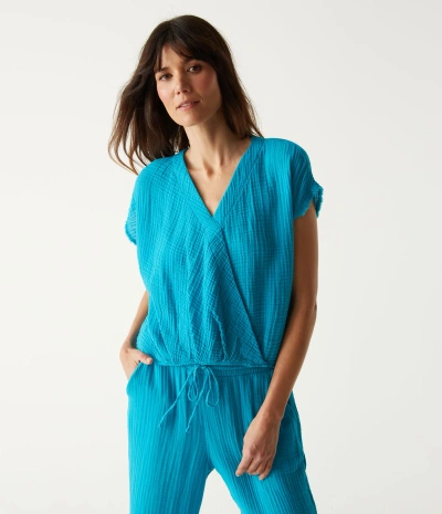 Michael Stars Evie Gauze Surplice Top In Corsica