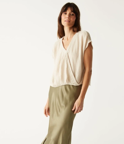 Michael Stars Evie Gauze Faux Wrap Top In Cement