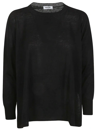 Shop Base Linen And Cotton Blend Boat Neck Sweater In Black