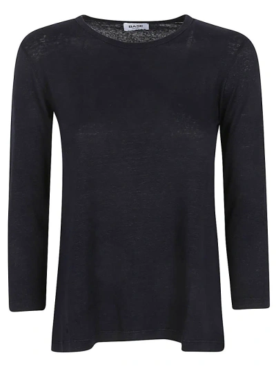 Shop Base Linen Jersey Long Sleeve T-shirt In Blue