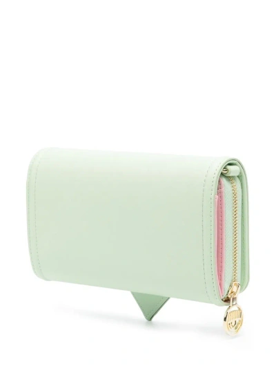 Shop Chiara Ferragni Eyelike Bags, Sketch 14 Wallet Accessories In Green