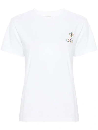 Shop Chloé Logo Cotton T-shirt In White