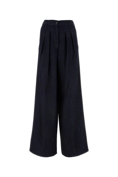 Dries Van Noten Dark Blue Denim Pamplona Wide-leg Jeans In Indigo