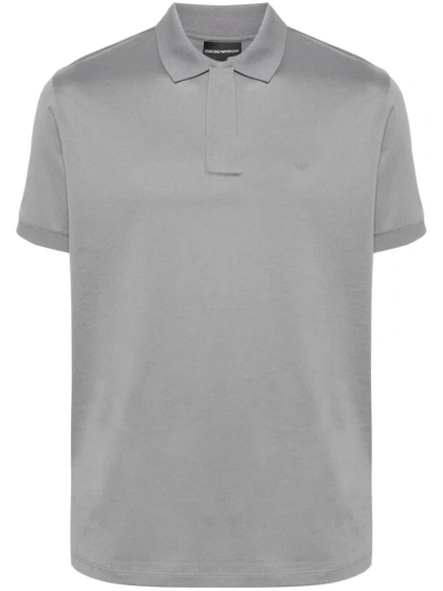Shop Ea7 Emporio Armani Logo Cotton Polo Shirt In Grey