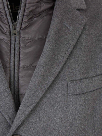 Shop Herno Combined Cashmere Coat In Gray