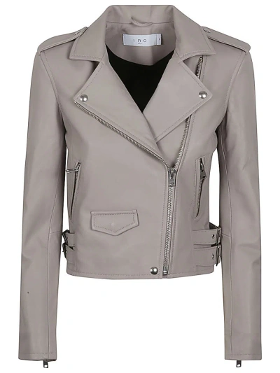 Shop Iro Ashville Leather Biker Jacket In Grey