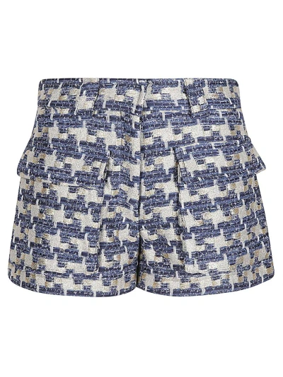 Shop Iro Tyana Houndstooth Shorts In Blue