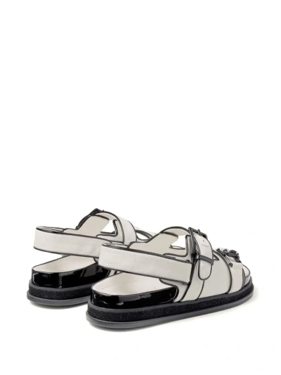 Shop Jimmy Choo Elyn Flat Linen And Leather Sandals In White