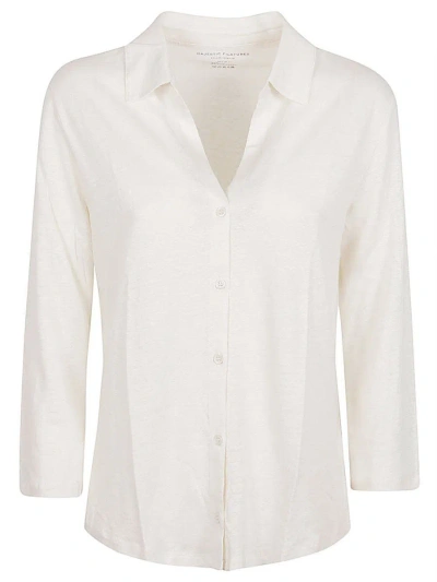 Shop Majestic Filatures 3/4 Sleeve Linen Shirt In Beige