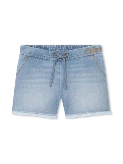 Shop Chloé Kids Shorts In Blue