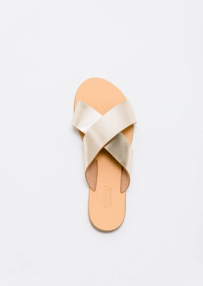 Shop Kayu Paros Vegetable Tanned Leather Sandal In Gold