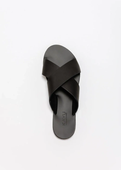 Shop Kayu Paros Vegetable Tanned Leather Sandal In Black