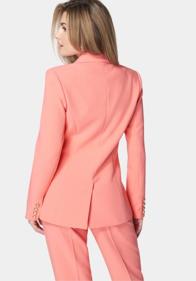 Bebe Tailored Gold Chain Trim Jacket In Georgia Peach