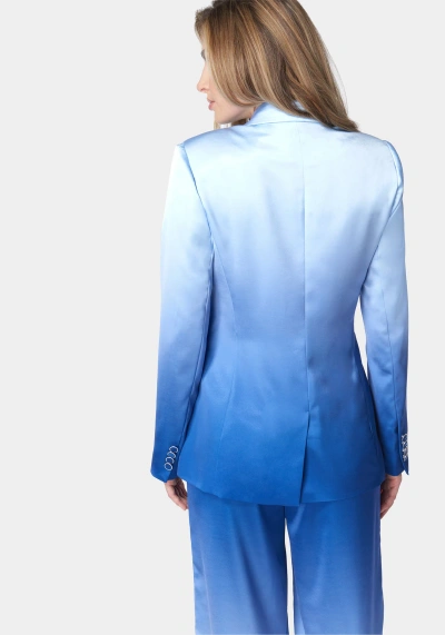 Bebe Ombre Satin Single Breasted Jacket In Galactic Cobalt,chambray Blue
