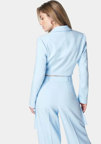 Bebe Cargo Pocket Tailored Jacket In Chambray Blue