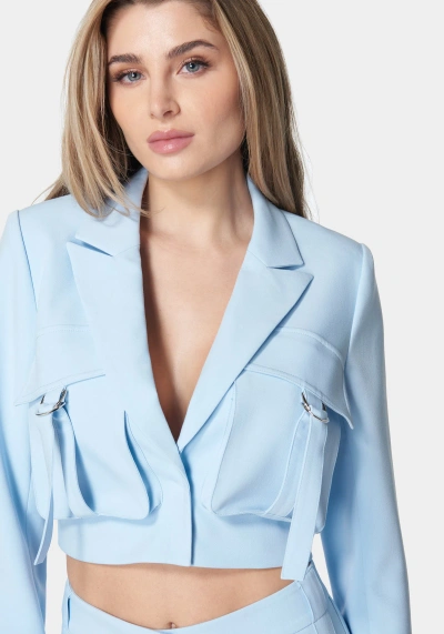 Bebe Cargo Pocket Tailored Jacket In Chambray Blue