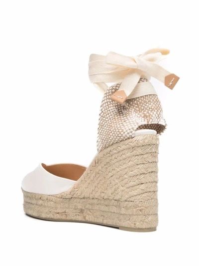 Shop Castaã±er Castañer Chiara Raffia Wedge Espadrilles In White