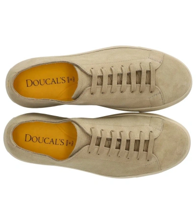 Shop Doucal's Beige Suede Sneaker