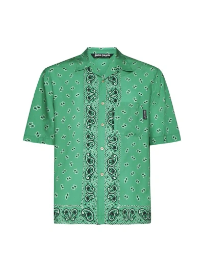 Shop Palm Angels Shirts In Green Green