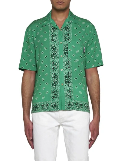 Shop Palm Angels Shirts In Green Green