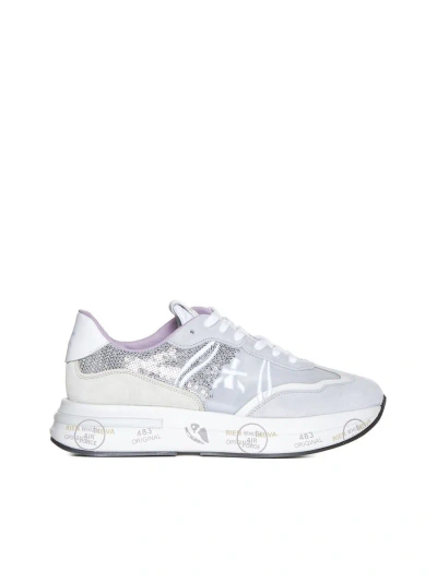 Shop Premiata Sneakers In Beige/grey