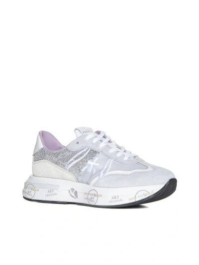 Shop Premiata Sneakers In Beige/grey