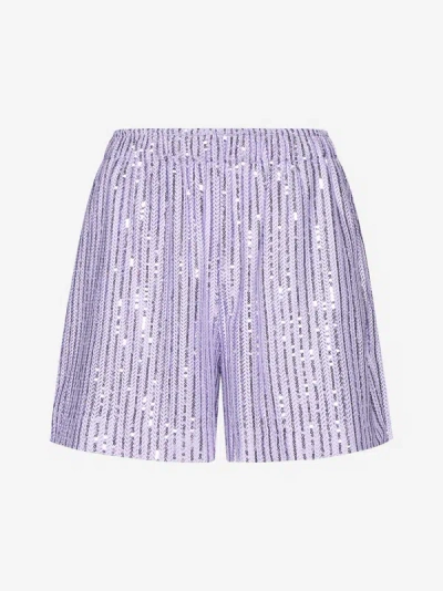 Shop Stine Goya Anne Striped Sequin Shorts In Lavender