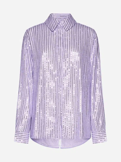 Shop Stine Goya Edel Striped Sequin Shirt In Lavender