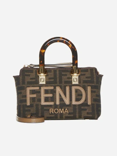 Shop Fendi By The Way Mini Ff Fabric Bag In Tobacco,brown