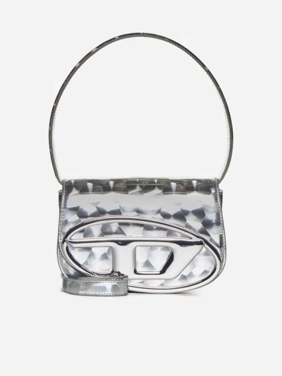 Shop Diesel 1dr Print Faux Leather Bag In Silver