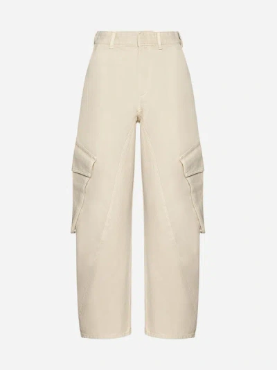 Shop Jw Anderson Twisted Cotton Cargo Trousers In Chalk
