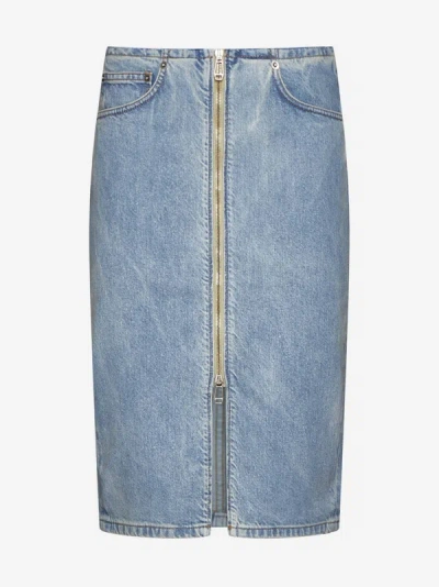 Shop Haikure Tiger Denim Skirt In Bleach Blue
