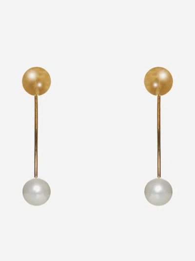 Shop Dries Van Noten Pearl Earpin Earrings In Gold,pearl